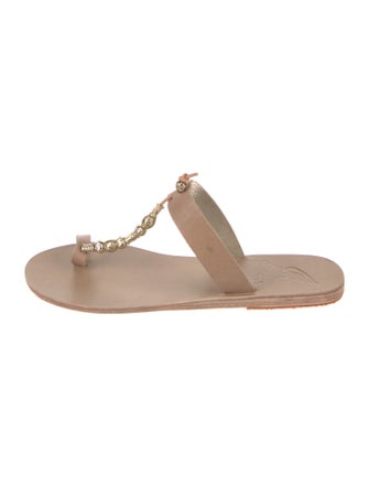 Ancient Greek Sandals Leather T-Strap Sandals