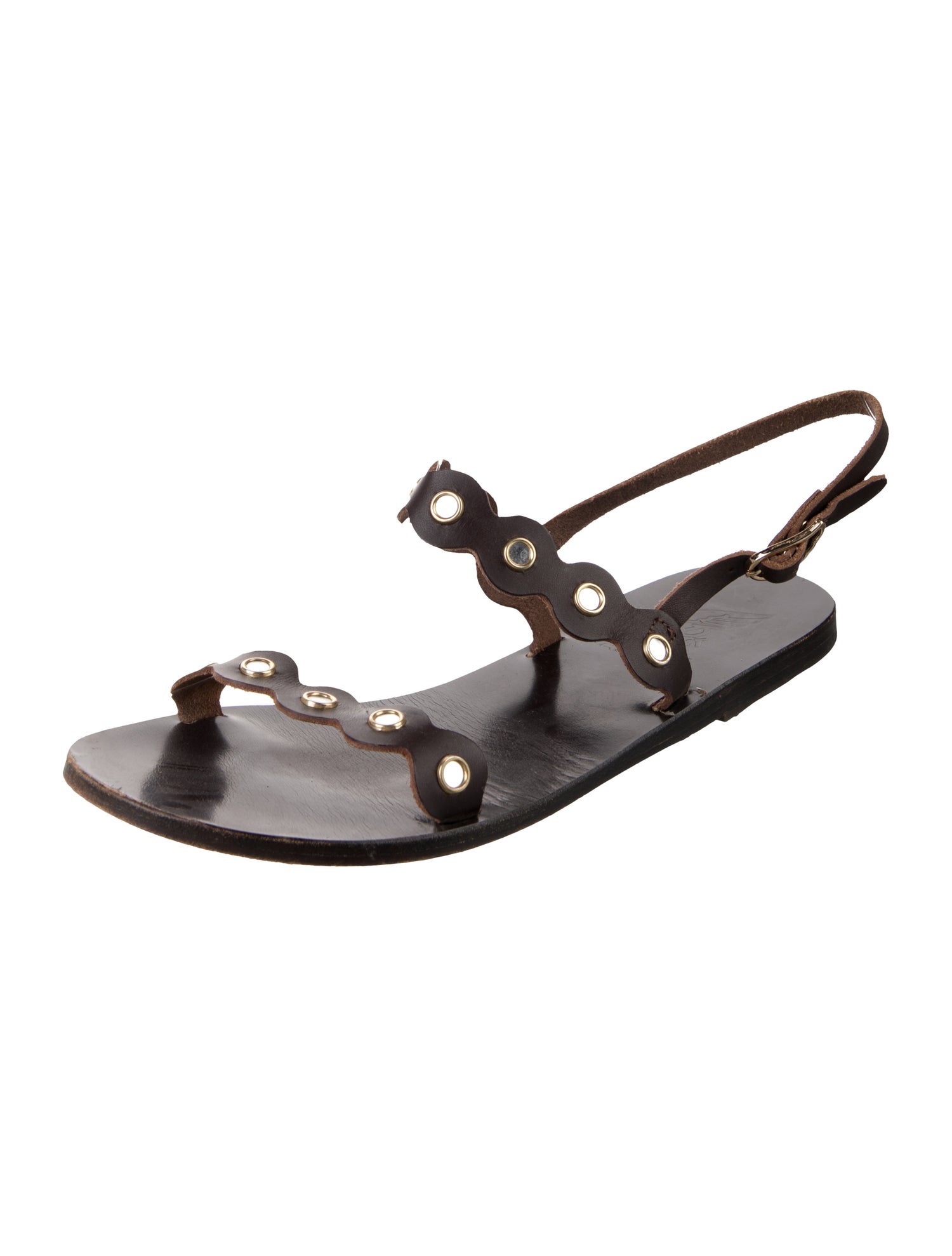 Ancient Greek Sandals Leather Scalloped Accent Gladiator Sandals