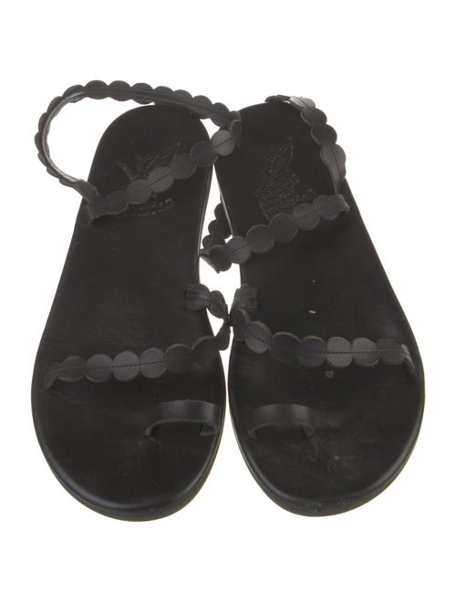 Ancient Greek Sandals Leather Scalloped Accent Sandals