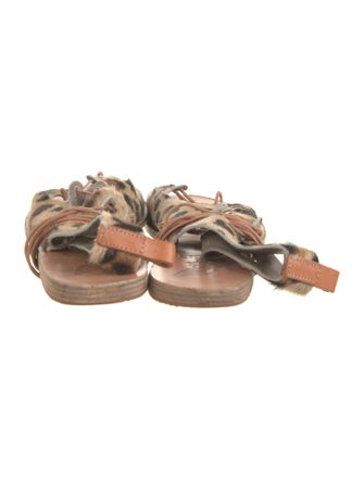 Ancient Greek Sandals Ponyhair Animal Print Gladiator Sandals