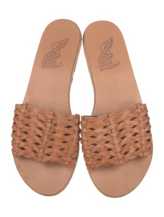 Ancient Greek Sandals Leather Braided Accents Slides