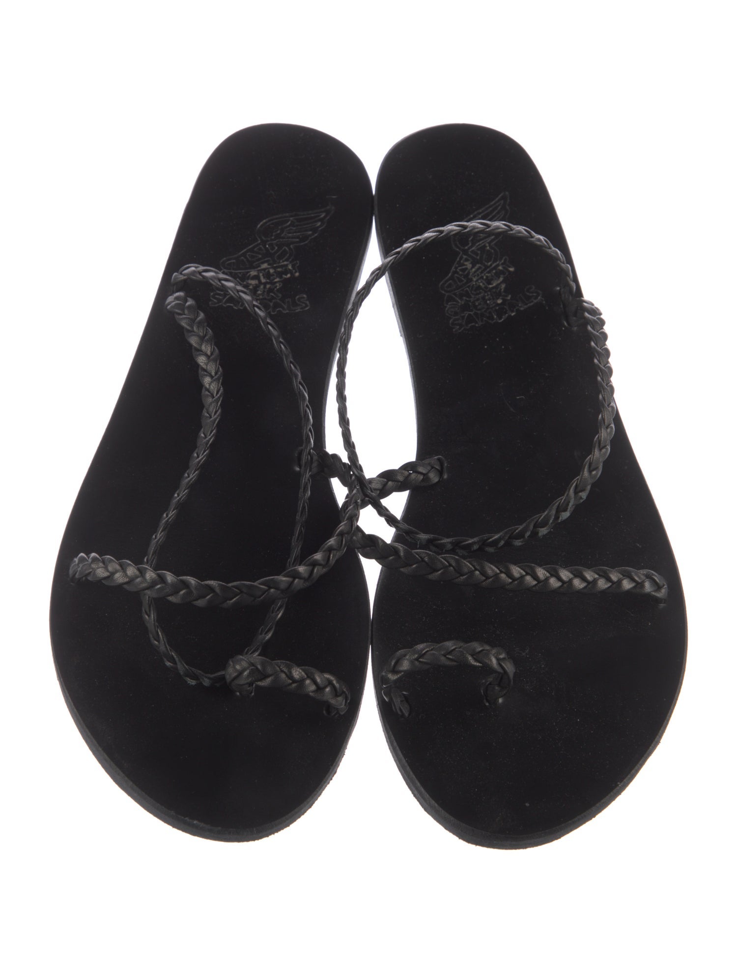 Ancient Greek Sandals Leather Braided Accents Slides