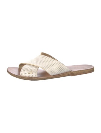 Ancient Greek Sandals Leather Lasercut Accents Slides