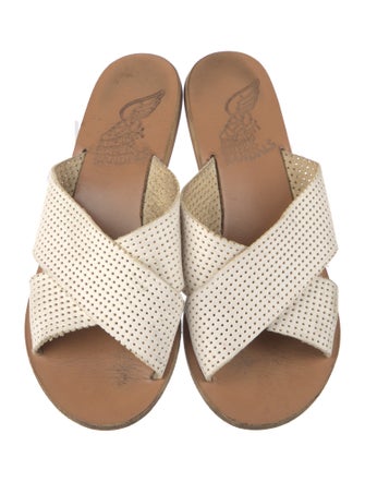 Ancient Greek Sandals Leather Lasercut Accents Slides