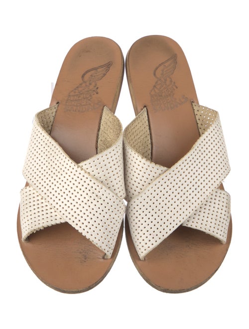 Ancient Greek Sandals Leather Lasercut Accents Slides
