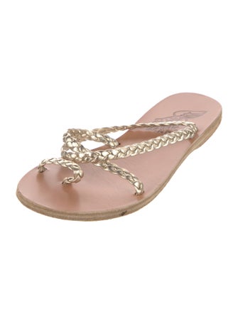 Ancient Greek Sandals Leather Braided Accents Slides