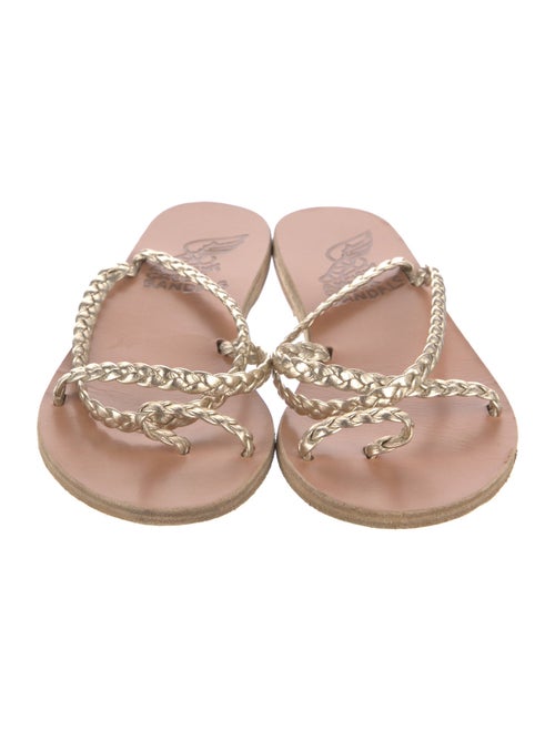Ancient Greek Sandals Leather Braided Accents Slides