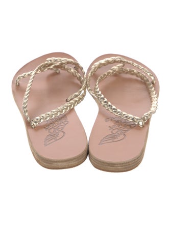 Ancient Greek Sandals Leather Braided Accents Slides
