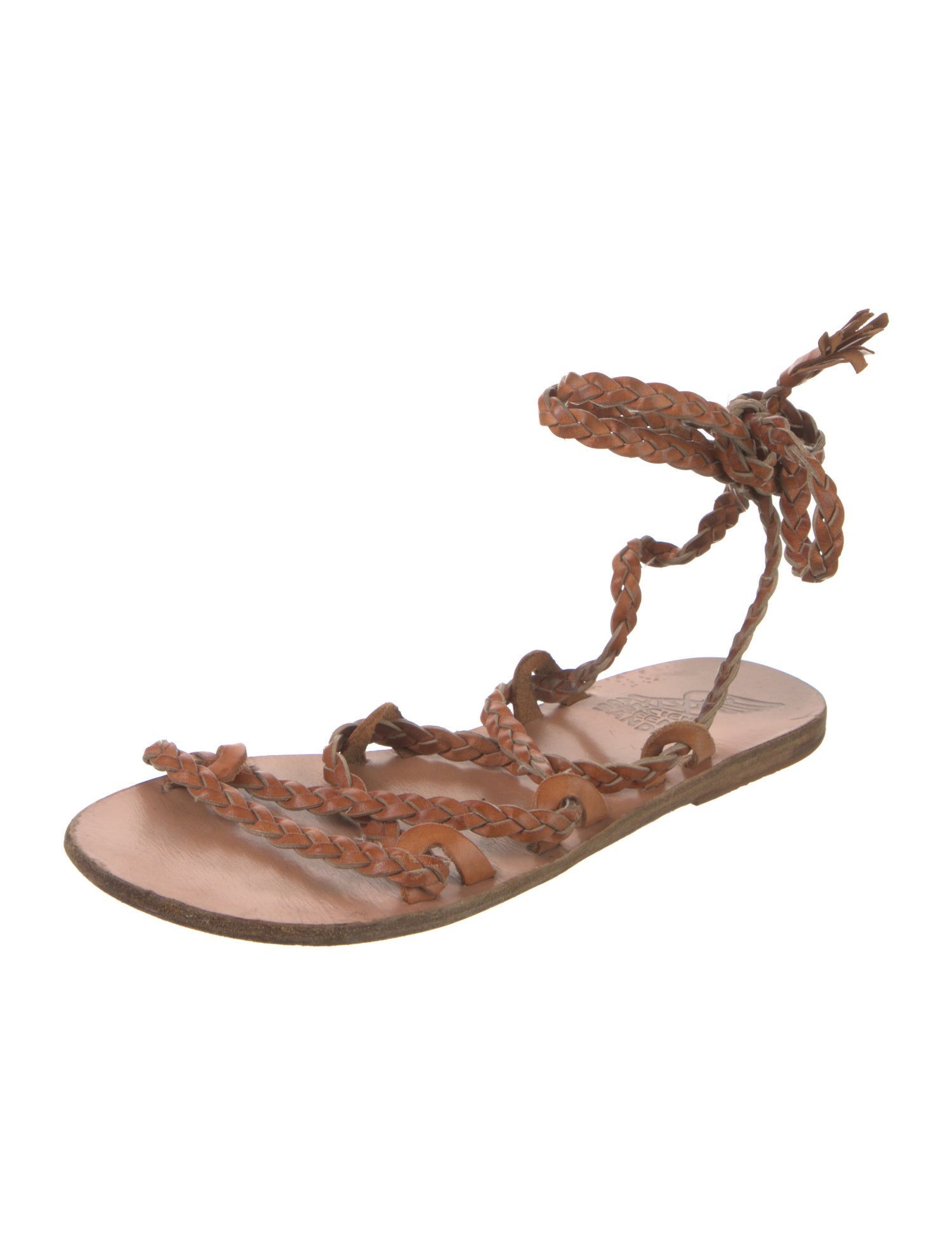 Ancient Greek Sandals Leather Braided Accents Gladiator Sandals