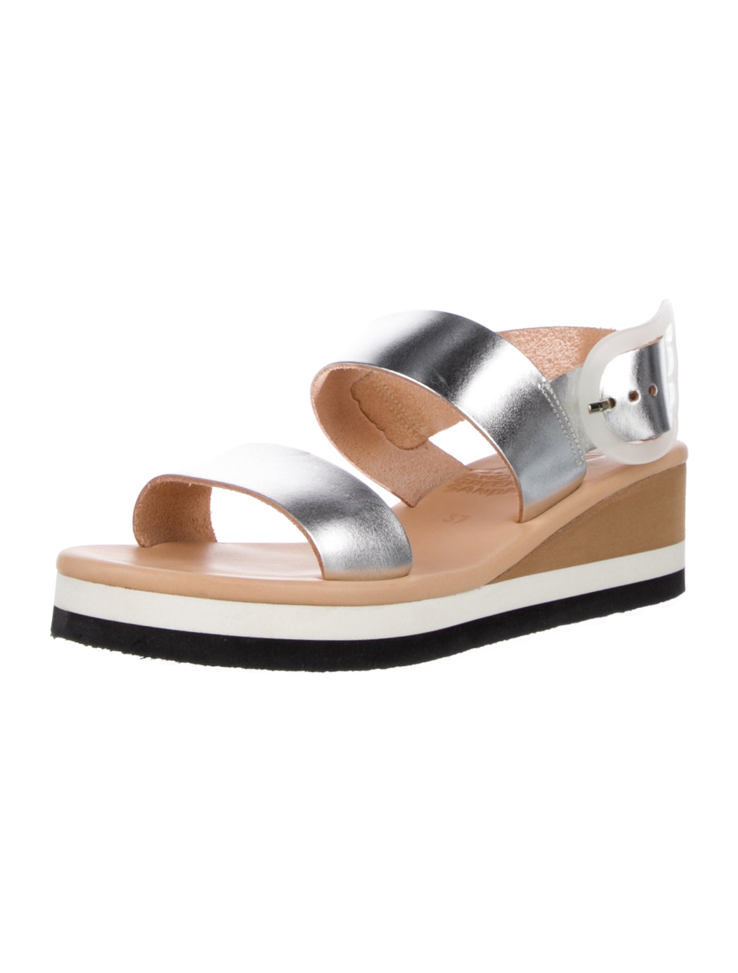 Ancient Greek Sandals Leather Colorblock Pattern Slingback Sandals