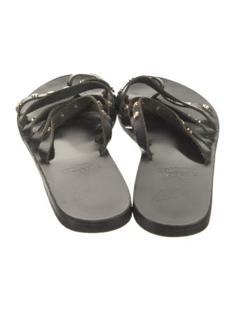 Ancient Greek Sandals Suede Floral Print Slides