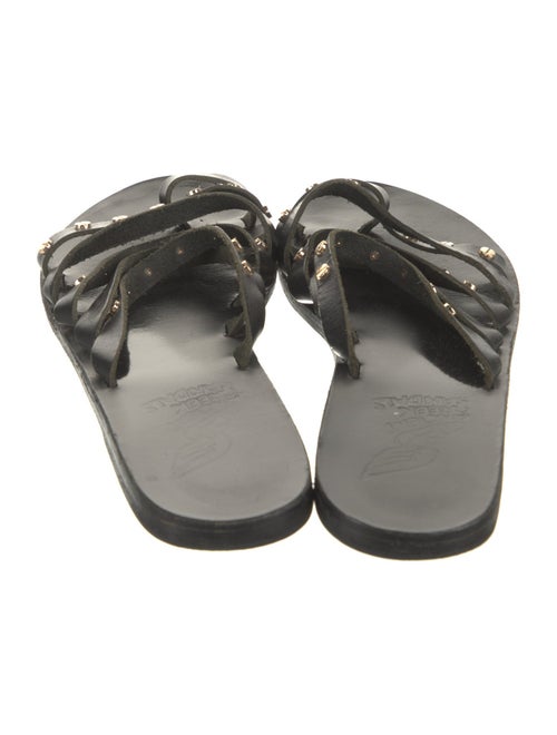 Ancient Greek Sandals Suede Floral Print Slides