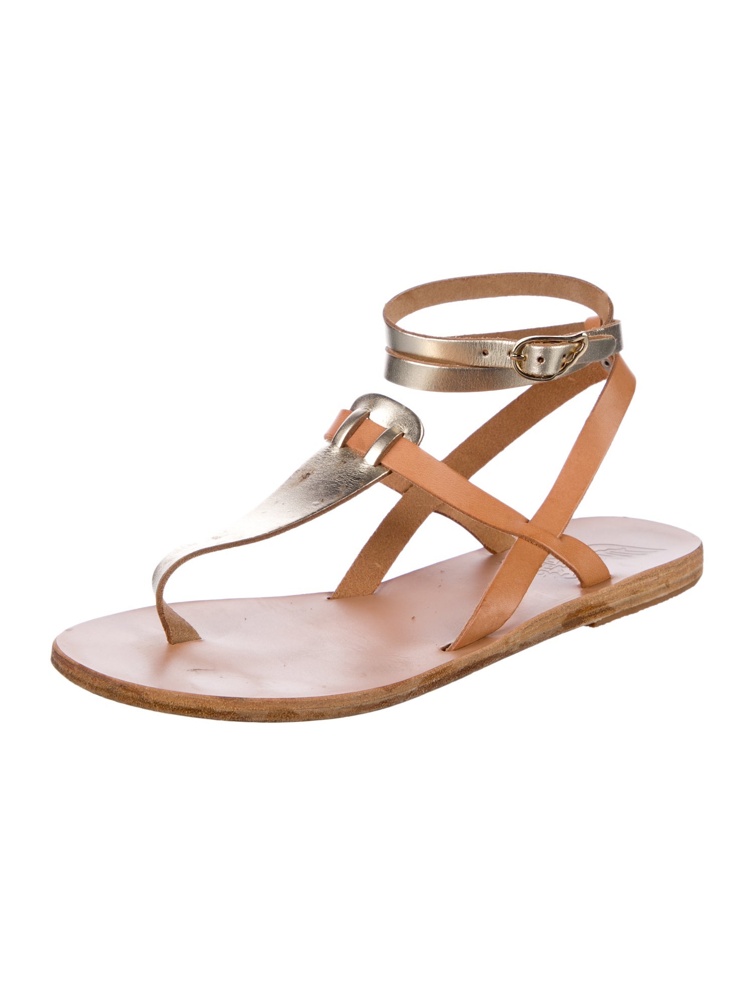 Ancient Greek Sandals Leather T-Strap Sandals