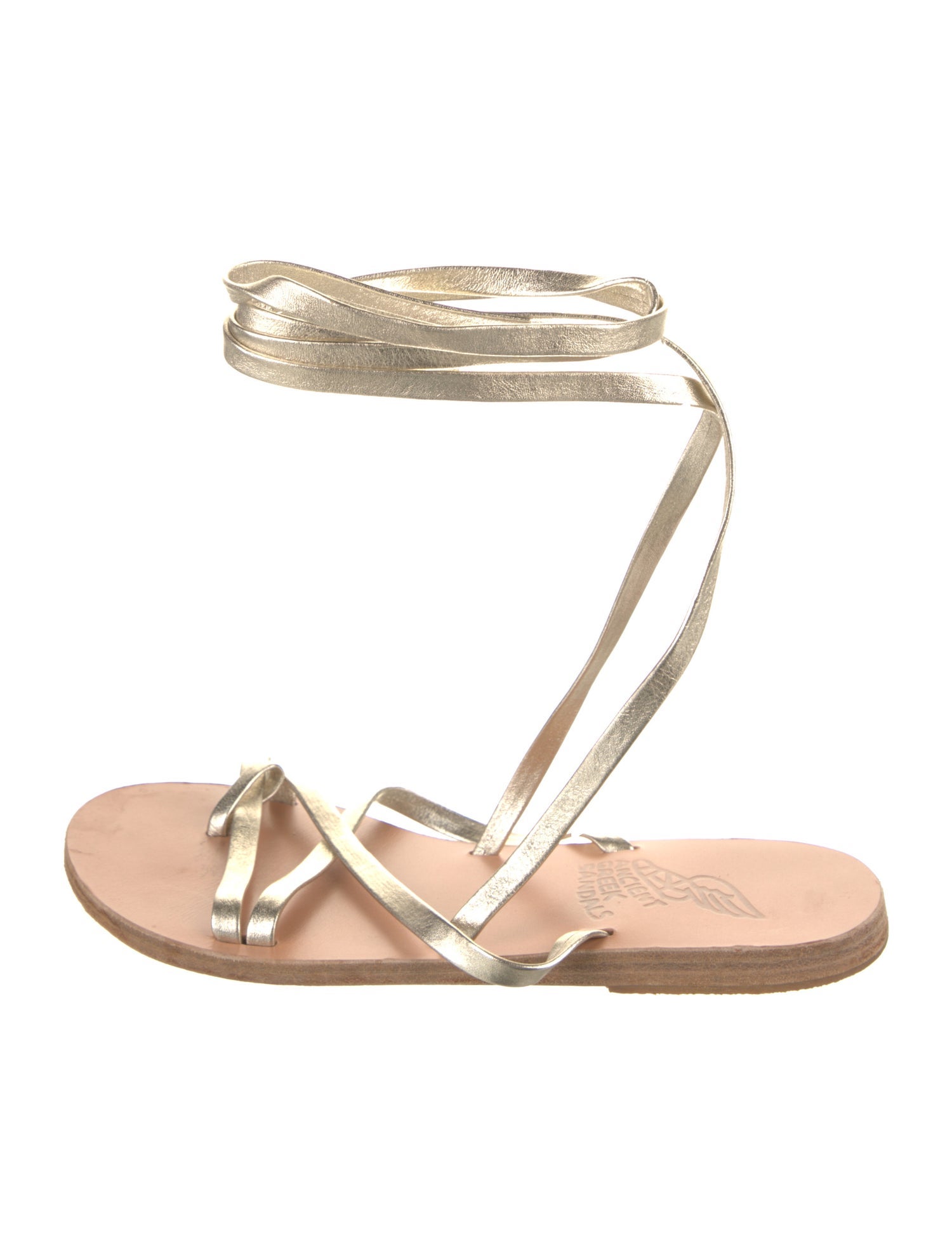 Ancient Greek Sandals Leather Colorblock Pattern Sandals