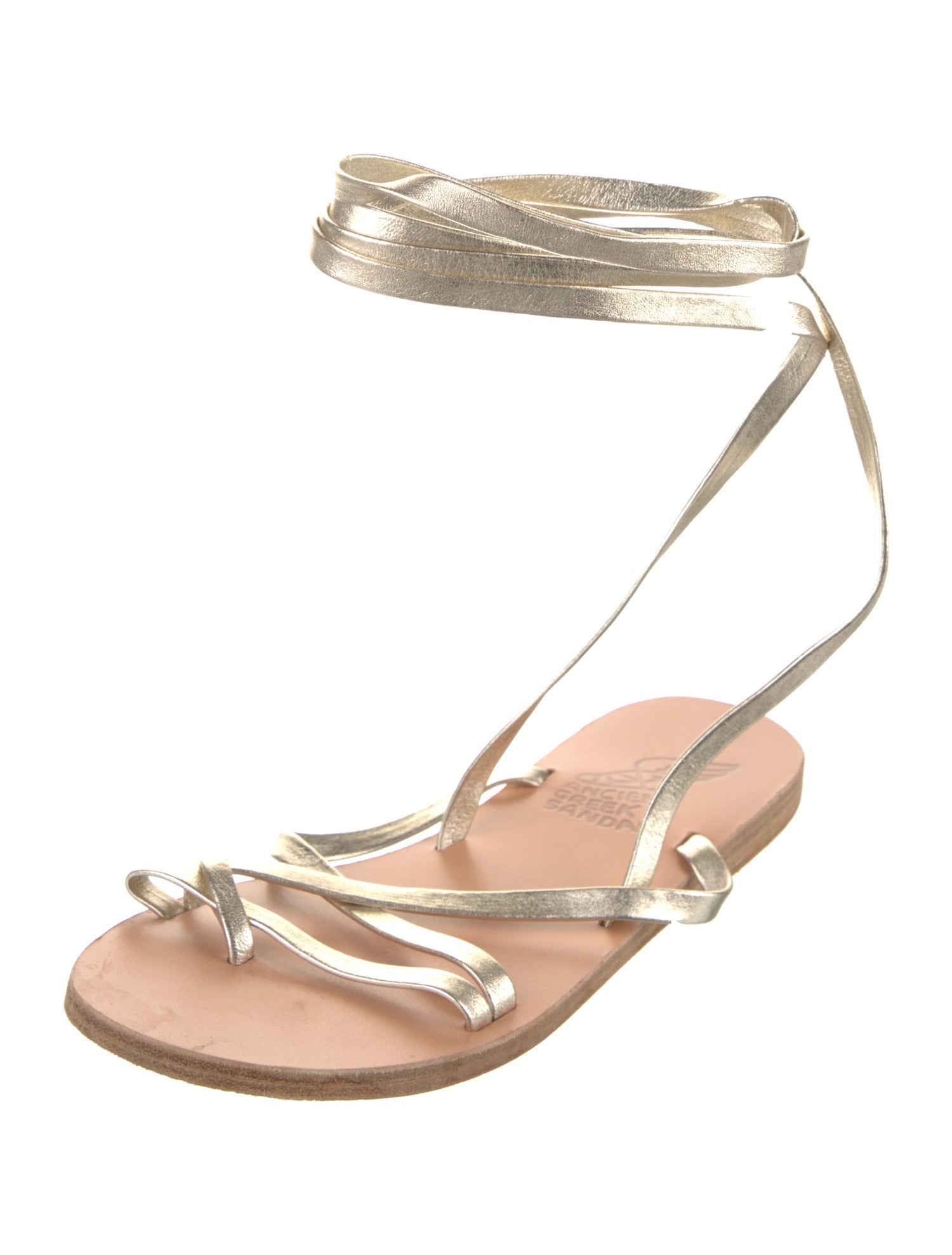 Ancient Greek Sandals Leather Colorblock Pattern Sandals