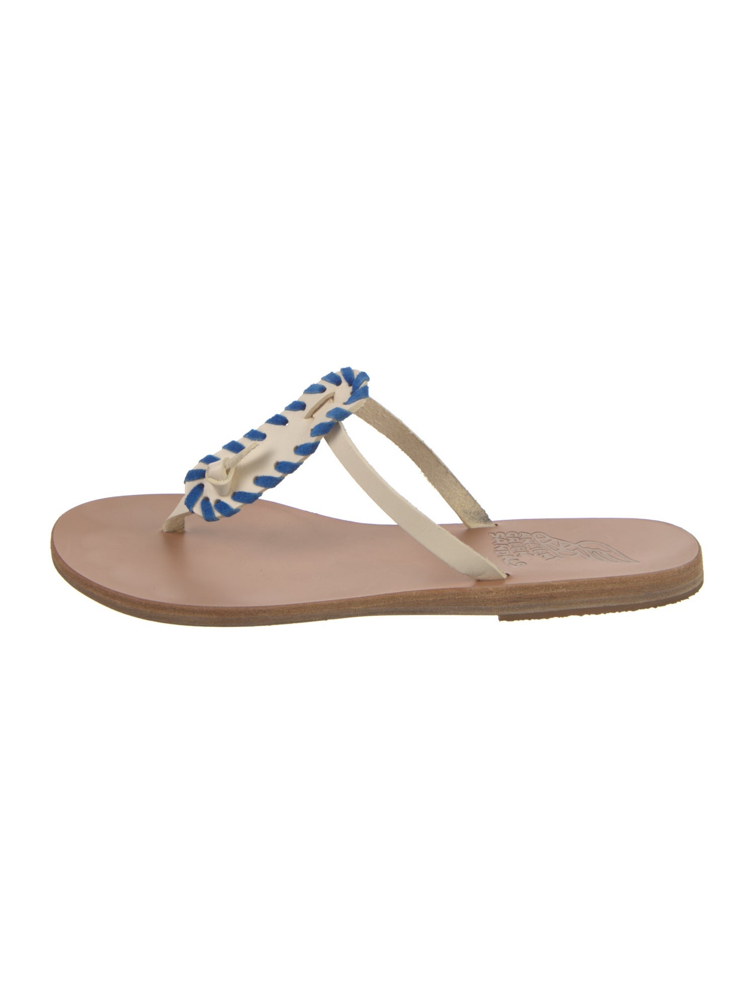 Ancient Greek Sandals Leather Cutout Accent Flip Flops