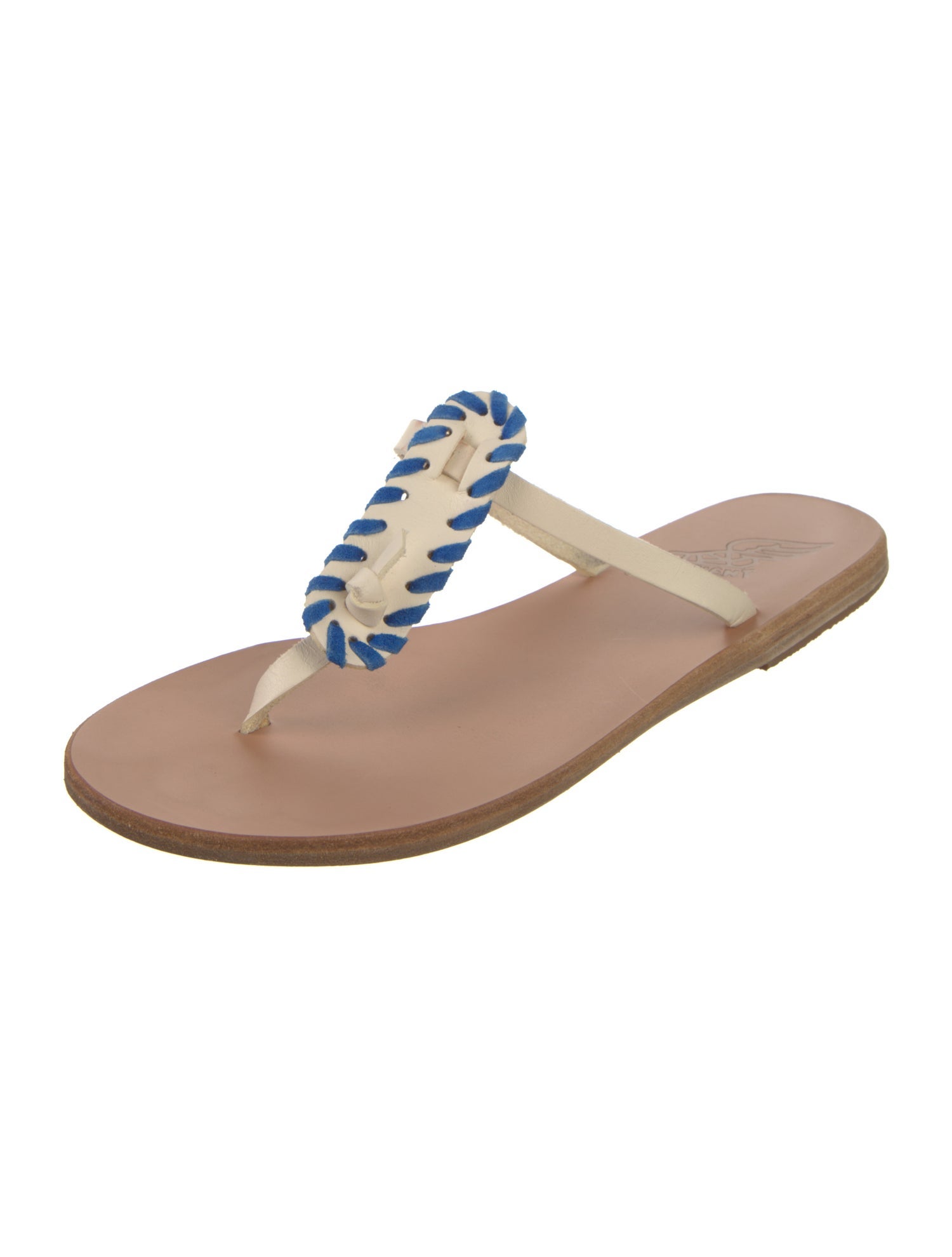 Ancient Greek Sandals Leather Cutout Accent Flip Flops