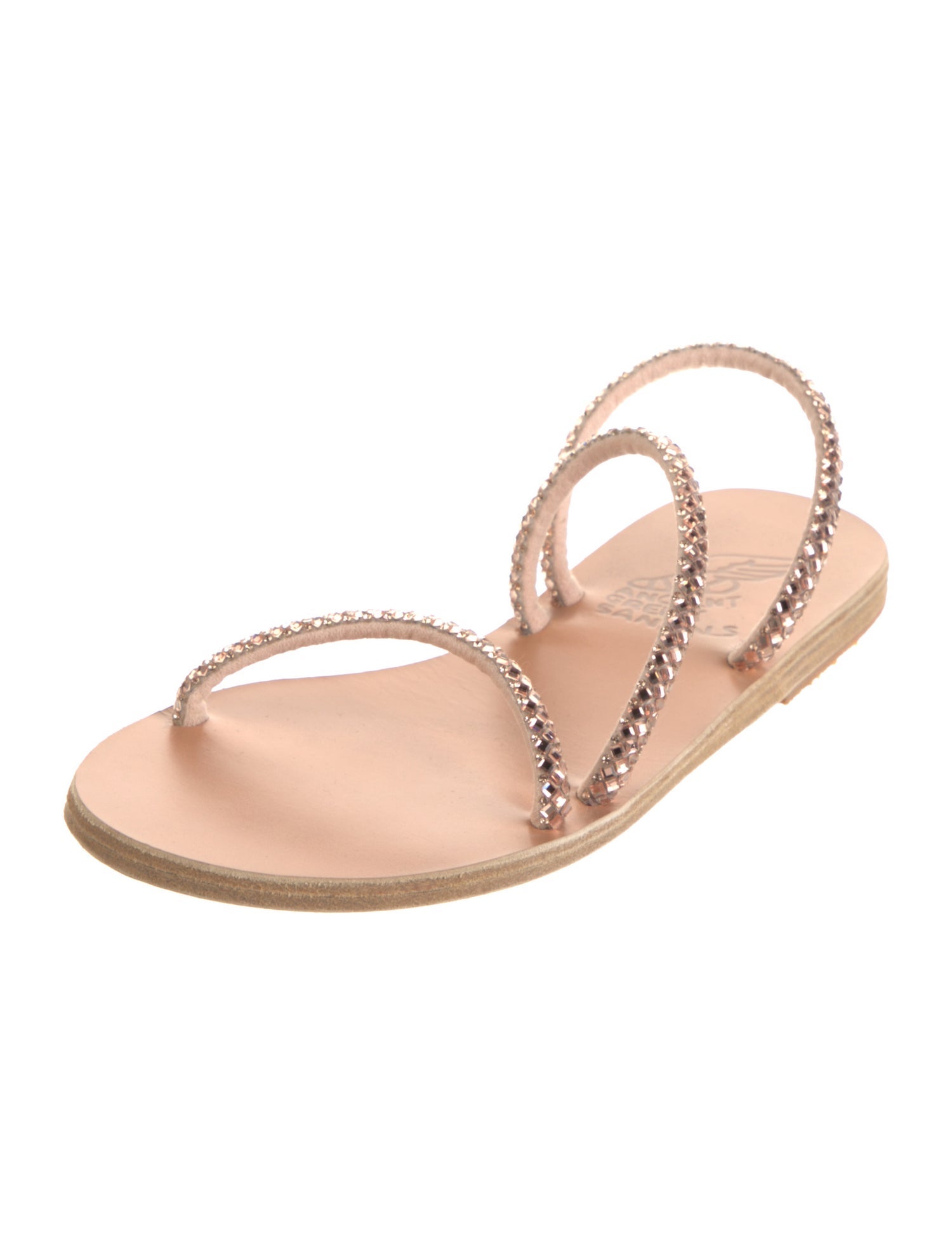 Ancient Greek Sandals Crystal Crystal Embellishments Slingback Sandals