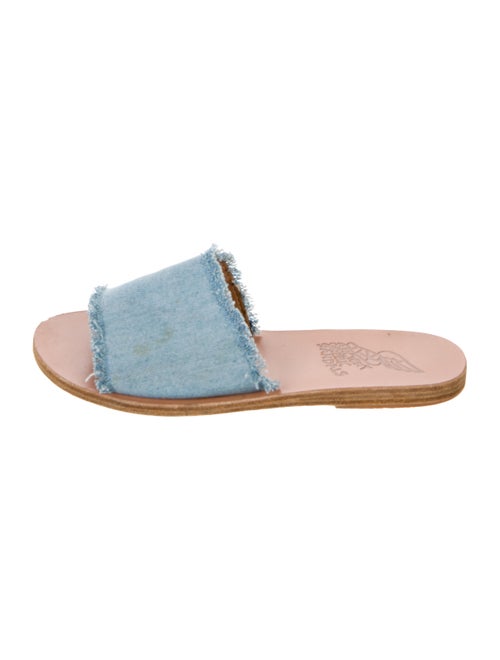 Ancient Greek Sandals Denim Colorblock Pattern Slides