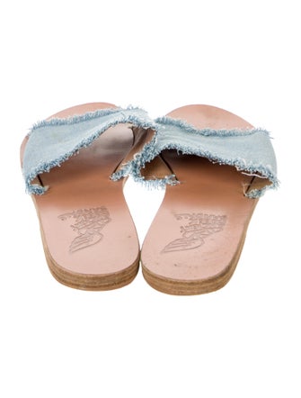 Ancient Greek Sandals Denim Colorblock Pattern Slides