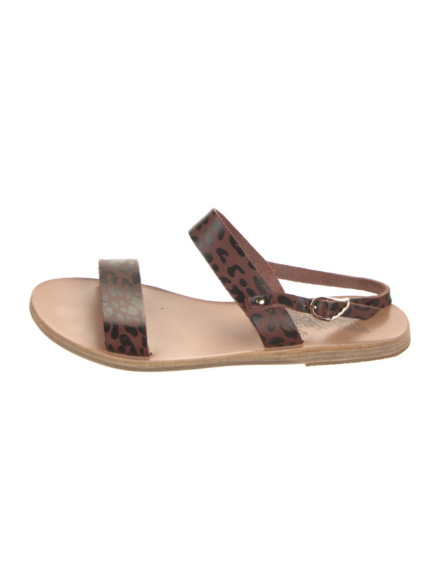 Ancient Greek Sandals Leather Animal Print Slingback Sandals