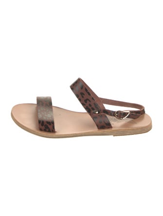 Ancient Greek Sandals Leather Animal Print Slingback Sandals