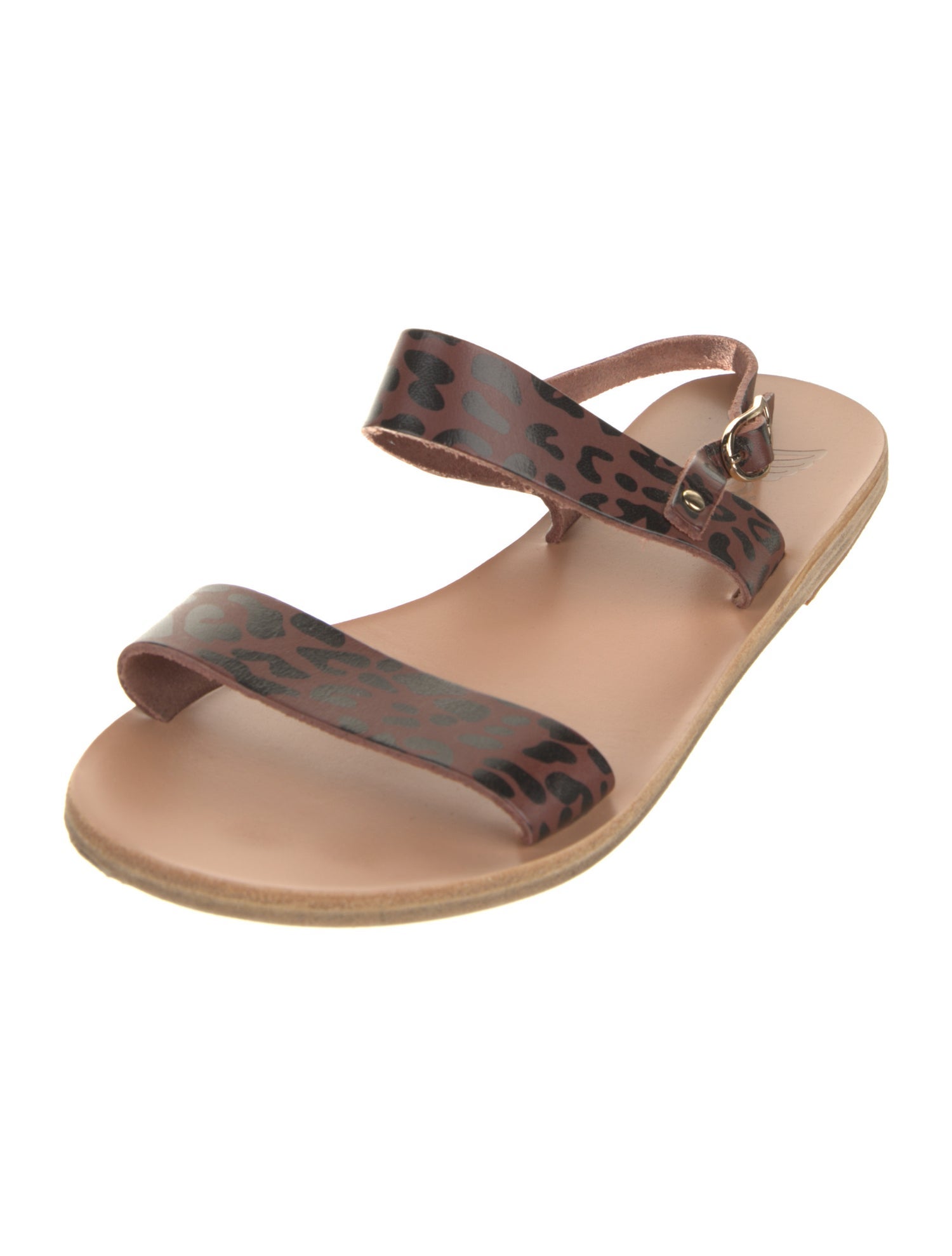 Ancient Greek Sandals Leather Animal Print Slingback Sandals