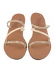 Ancient Greek Sandals Leather Beaded Accents Slides