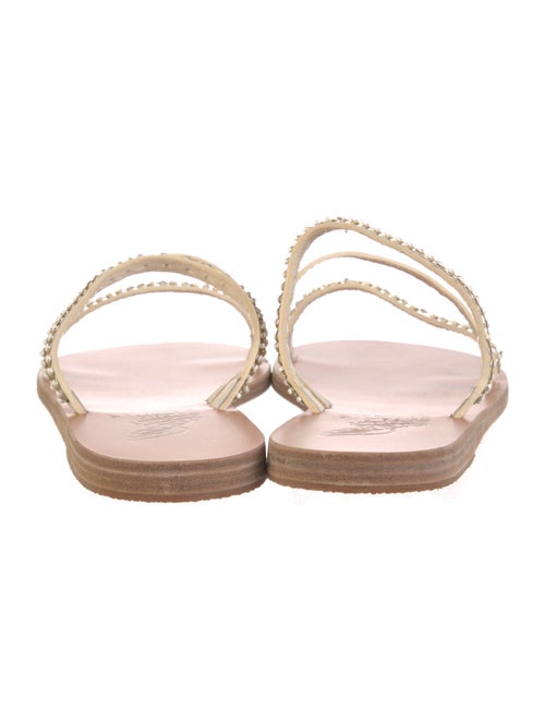 Ancient Greek Sandals Leather Beaded Accents Slides