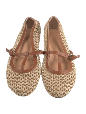 Ancient Greek Sandals Raffia Colorblock Pattern Mary Jane Flats