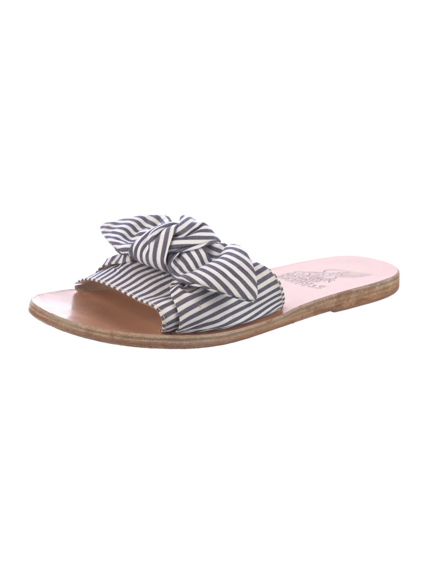 Ancient Greek Sandals Striped Bow Accents Slides