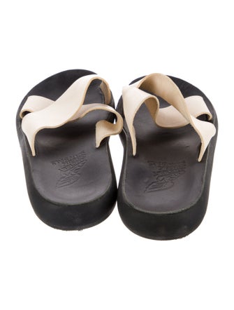 Ancient Greek Sandals Leather Animal Print Slides