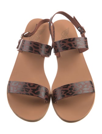 Ancient Greek Sandals Leather Animal Print Sandals