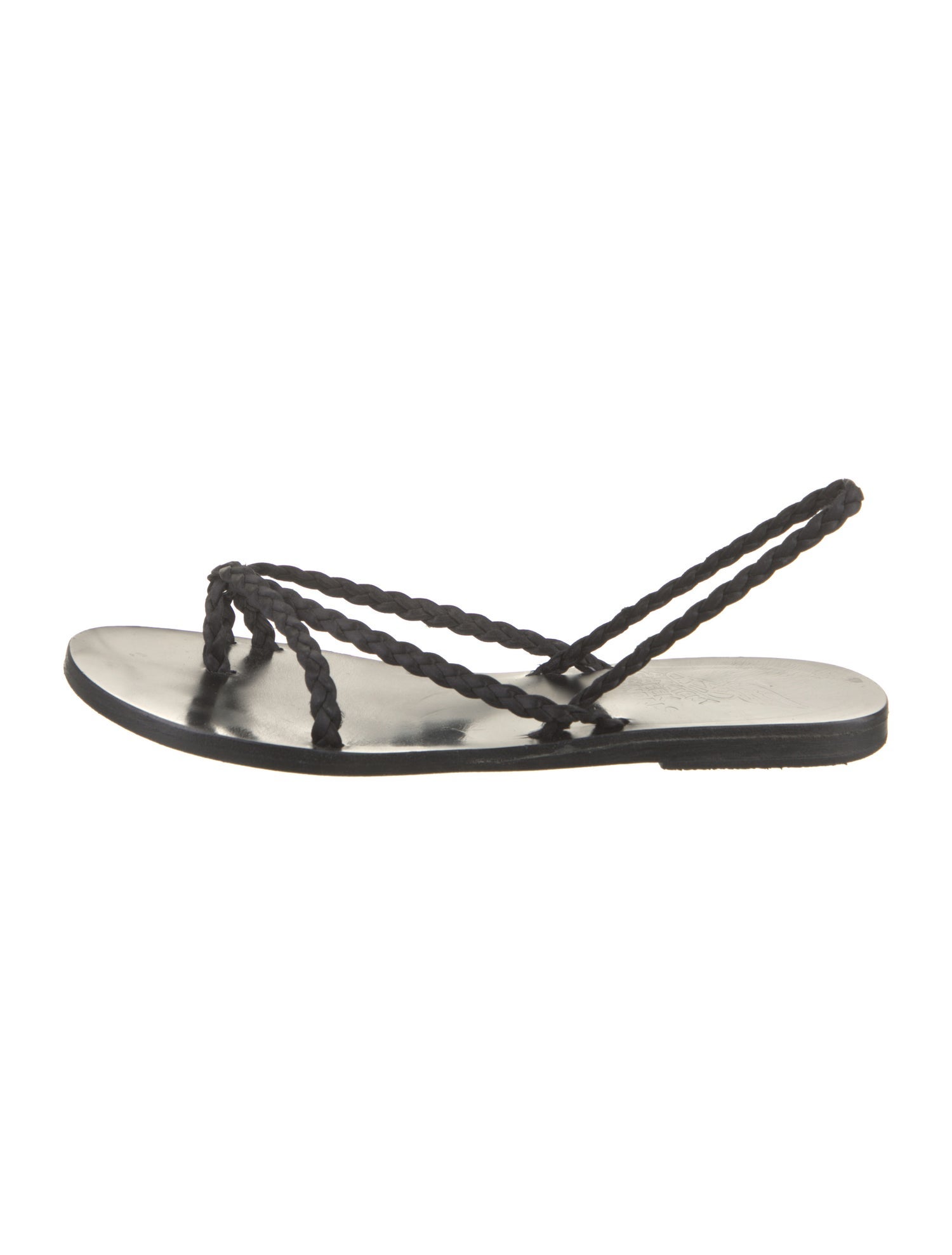 Ancient Greek Sandals Leather Braided Accents Slingback Sandals