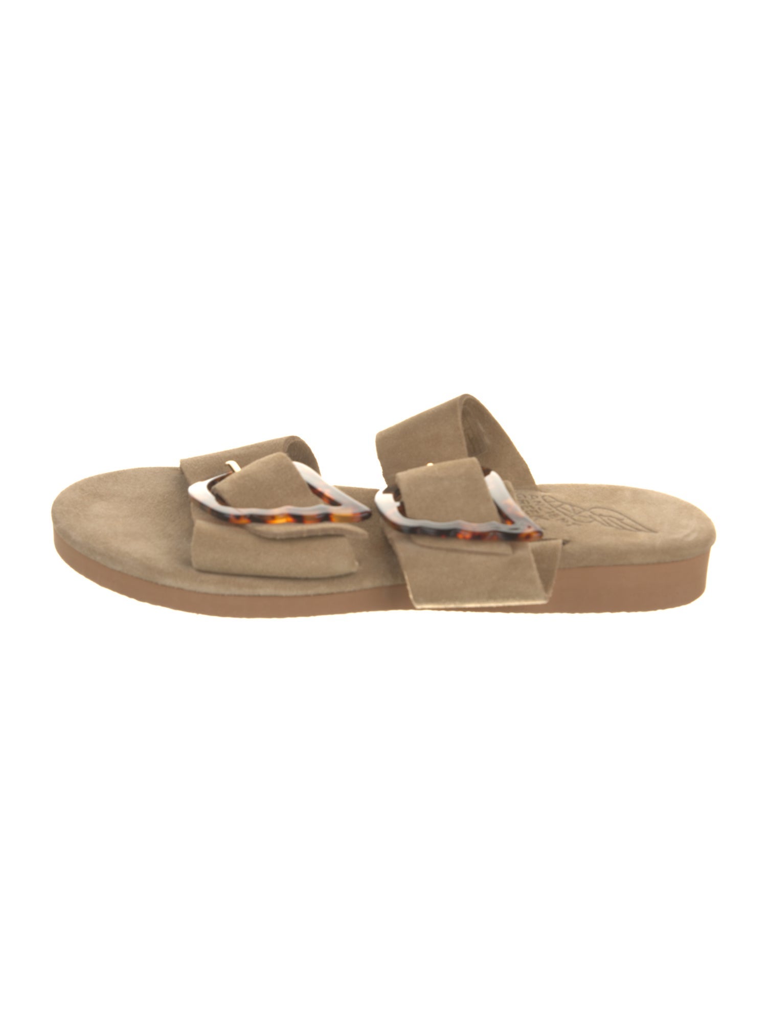 Ancient Greek Sandals Suede Floral Print Slides