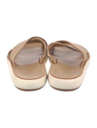Ancient Greek Sandals Raffia Colorblock Pattern Slides