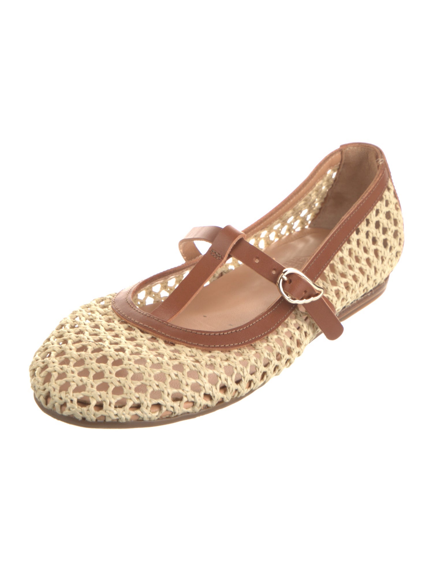 Ancient Greek Sandals Raffia Patterned Mary Jane Flats