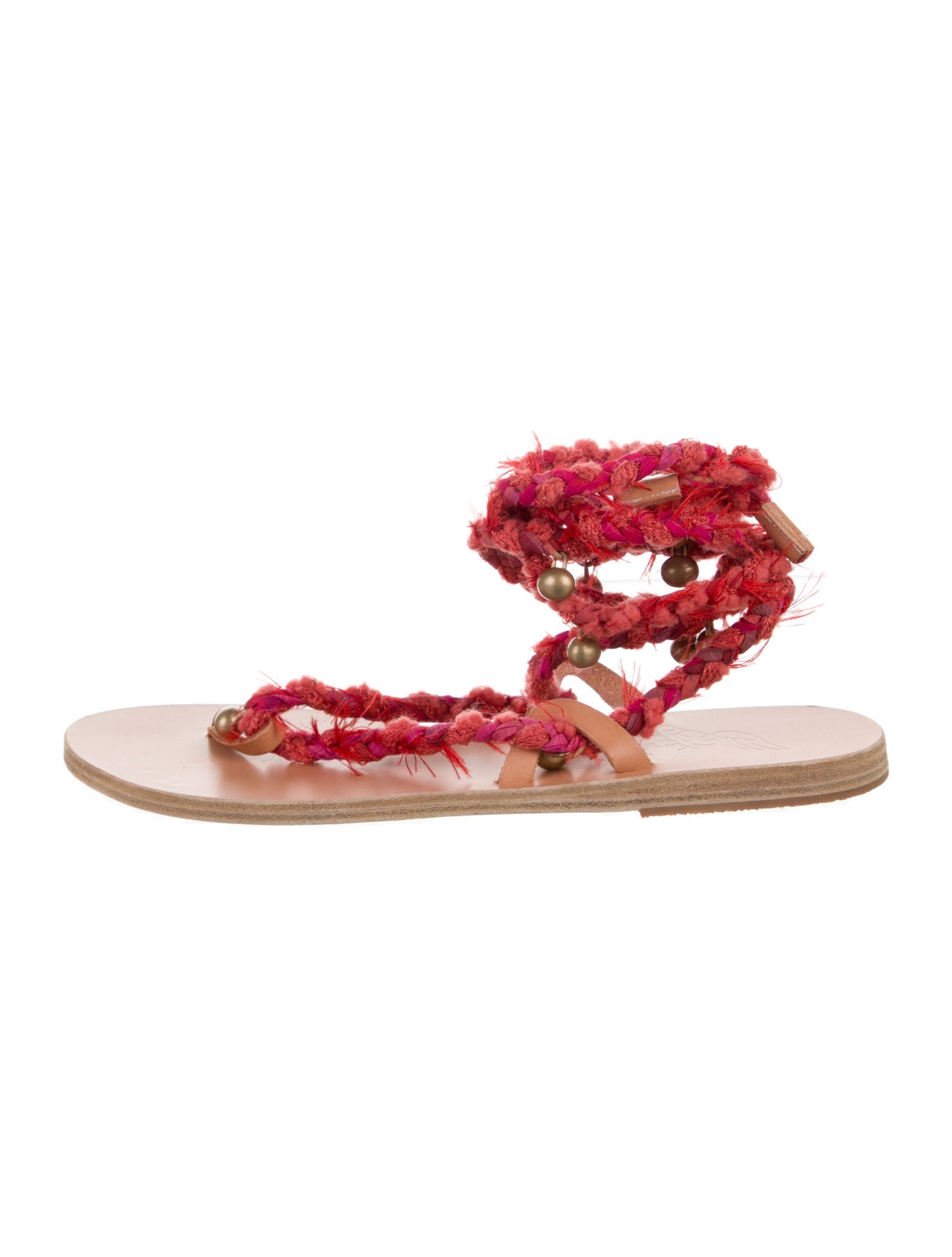 Ancient Greek Sandals Leather Colorblock Pattern Gladiator Sandals