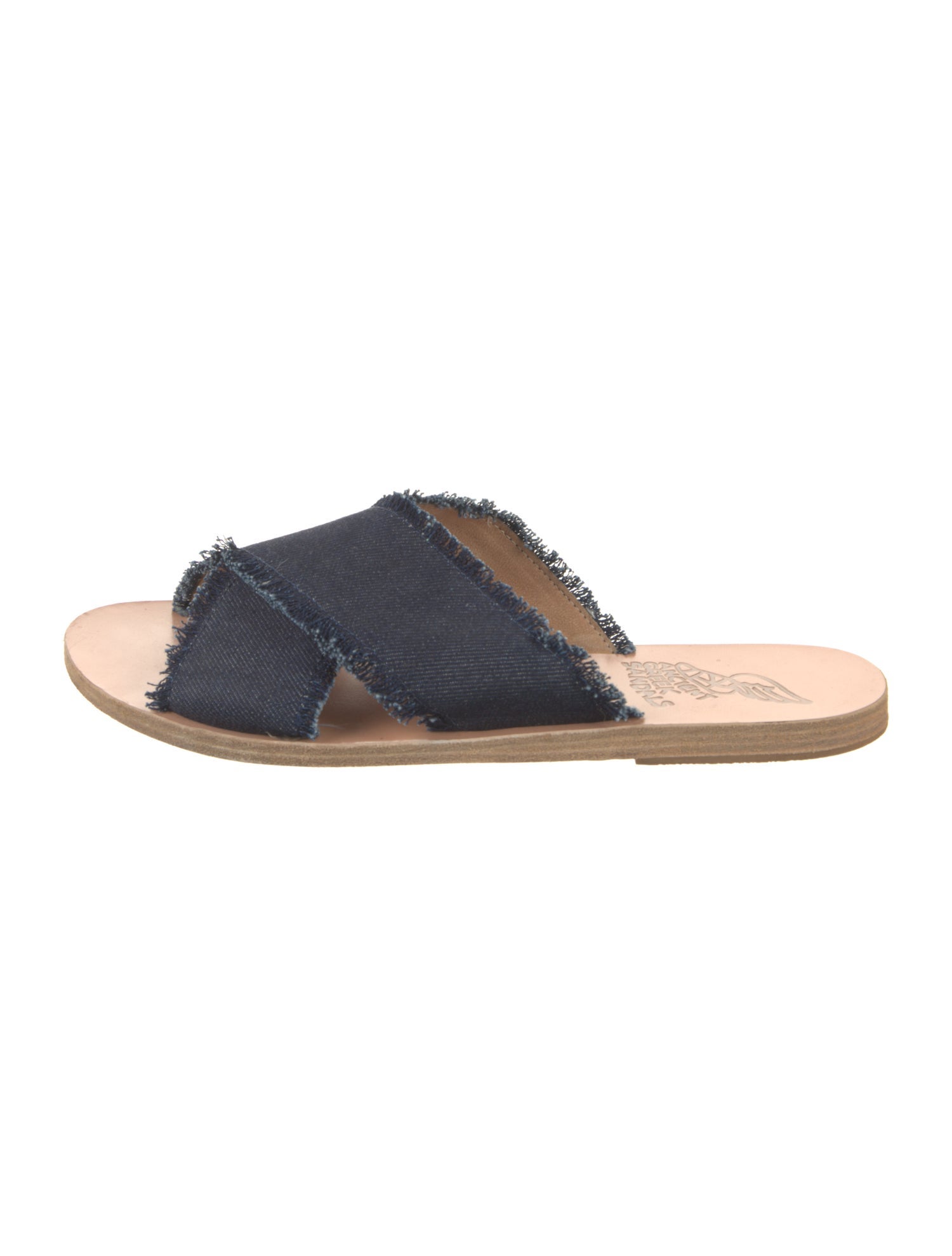 Ancient Greek Sandals Denim Animal Print Slides