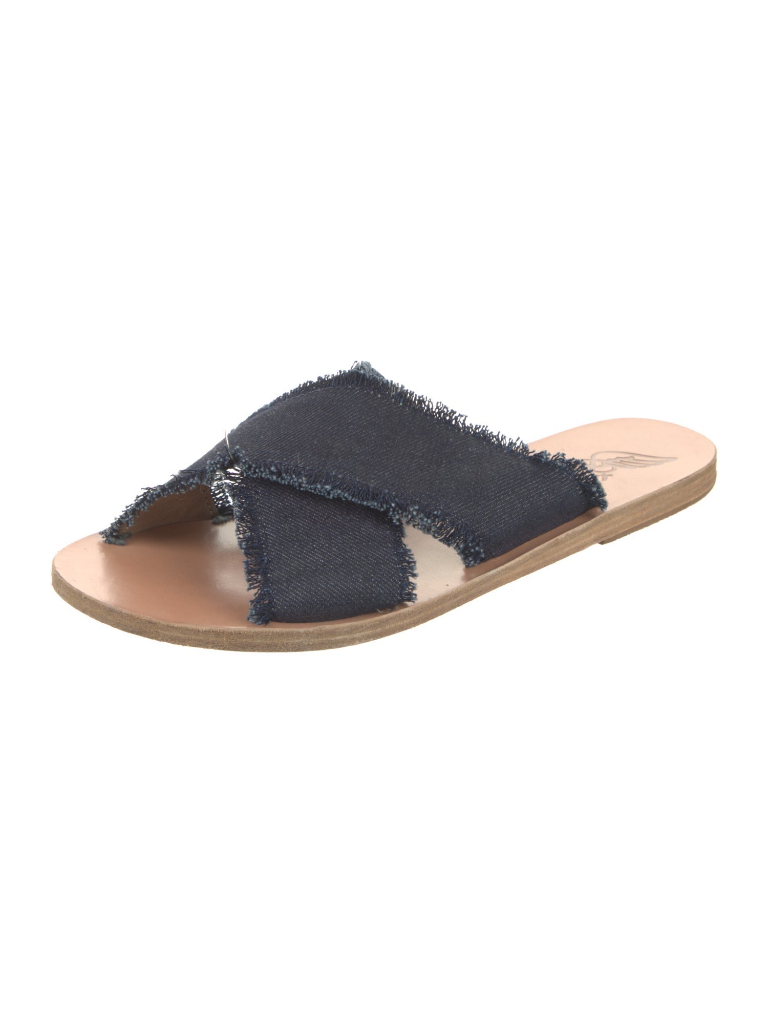 Ancient Greek Sandals Denim Animal Print Slides