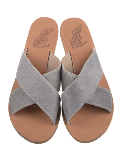 Ancient Greek Sandals Ponyhair Fur Trim Slides