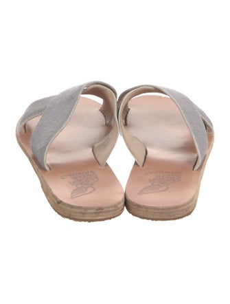 Ancient Greek Sandals Ponyhair Fur Trim Slides