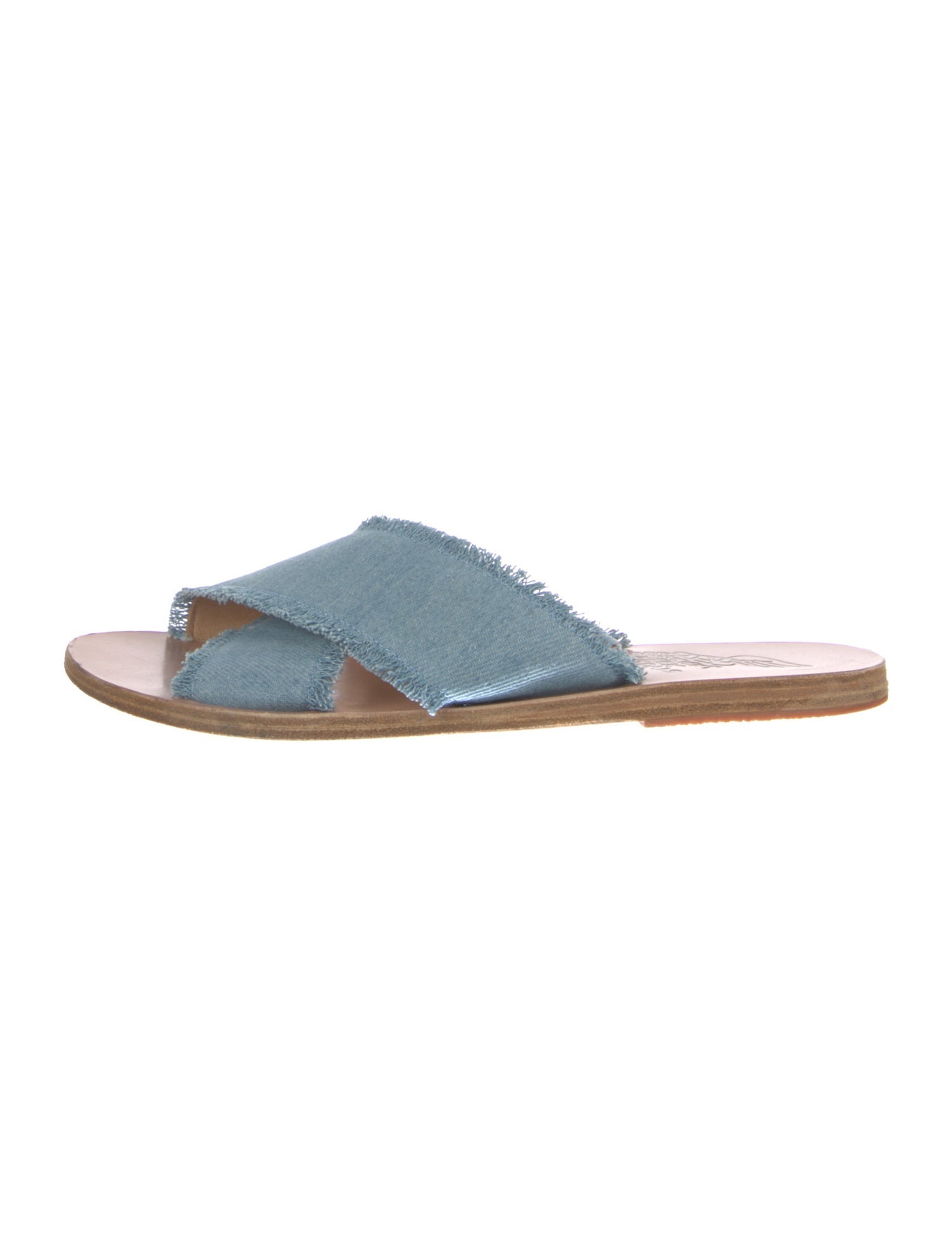 Ancient Greek Sandals Denim Raw-Edge Trim Slides
