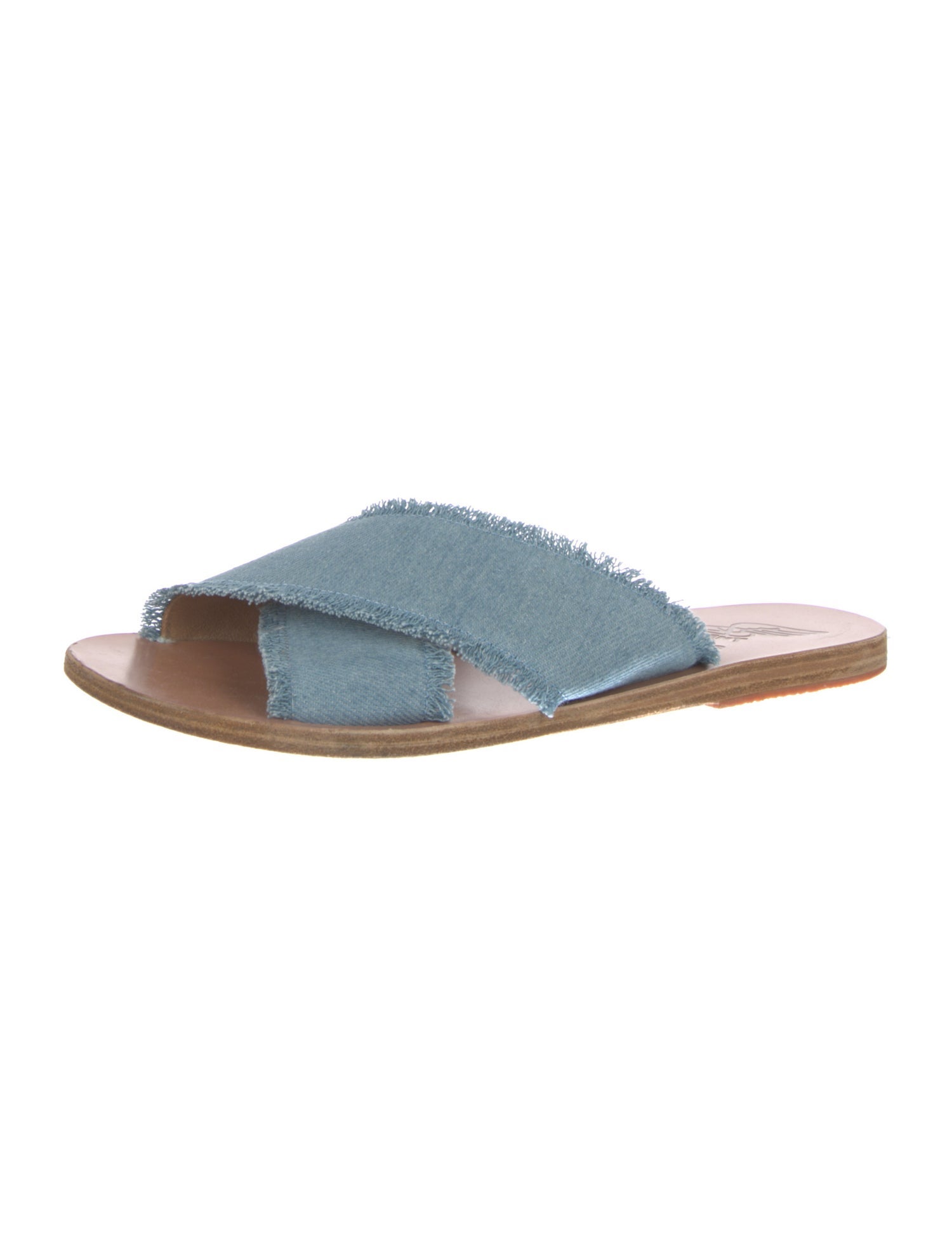 Ancient Greek Sandals Denim Raw-Edge Trim Slides