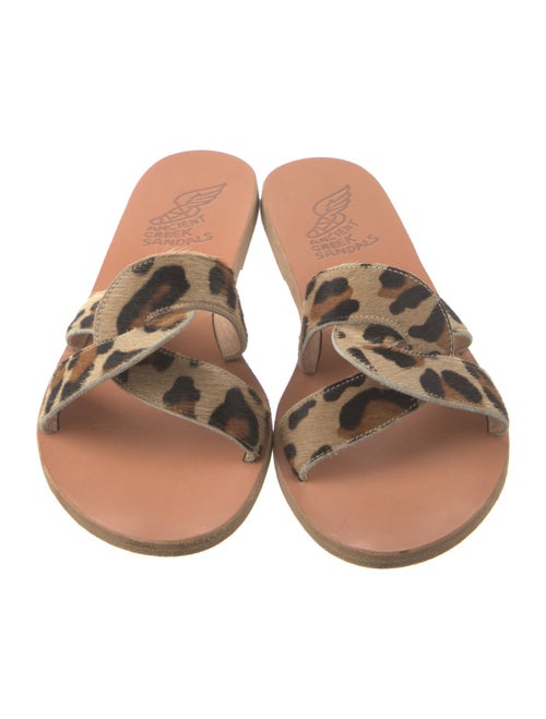 Ancient Greek Sandals Ponyhair Animal Print Slides