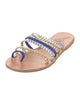 Ancient Greek Sandals Leather Colorblock Pattern Slides