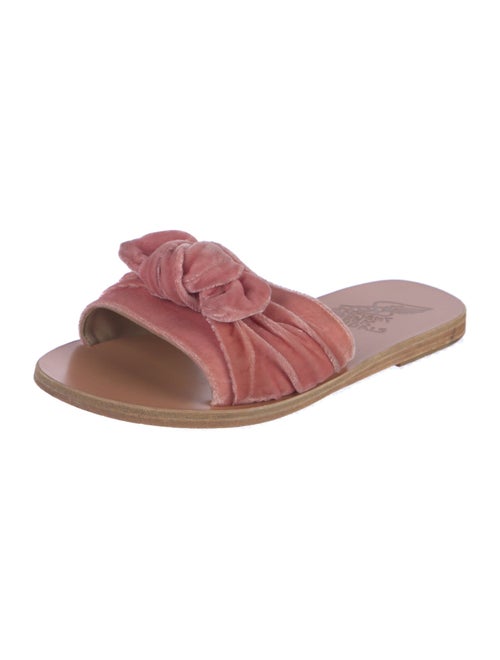 Ancient Greek Sandals Velvet Bow Accents Slides