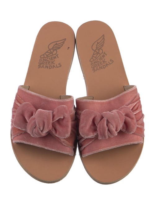 Ancient Greek Sandals Velvet Bow Accents Slides