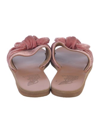 Ancient Greek Sandals Velvet Bow Accents Slides
