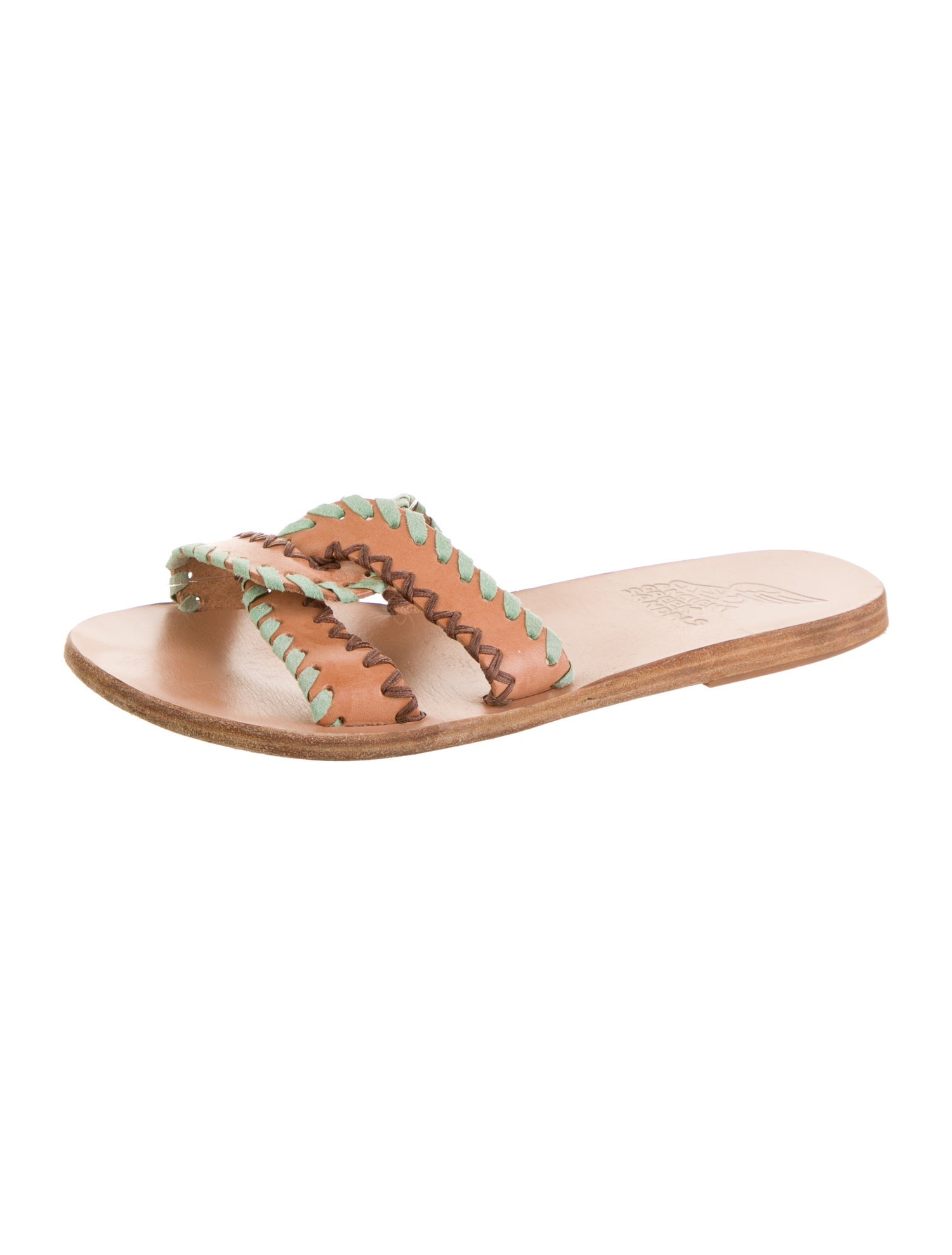 Ancient Greek Sandals Leather Printed Flats